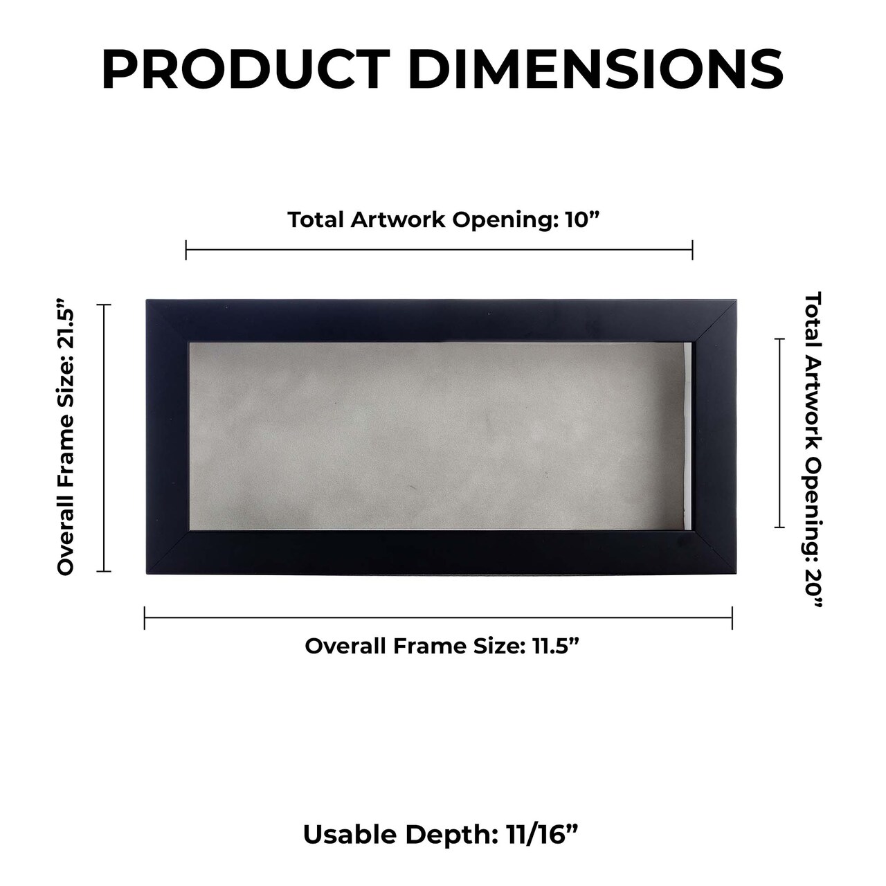 Classic Black Wood Shadown Box Frame with Acrylic Front - Light Brown Suede Backing, 30 Sizes